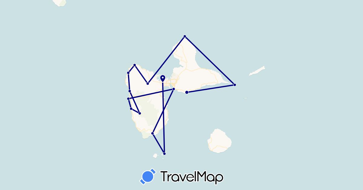 TravelMap itinerary: driving in Guadeloupe (North America)